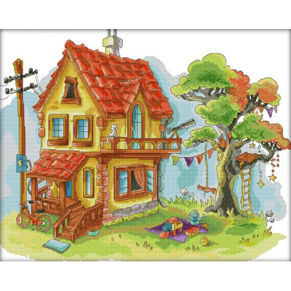 

Dream House - 11CT Stamped Cross Stitch - 66*51CM (Big Size), 501 Original