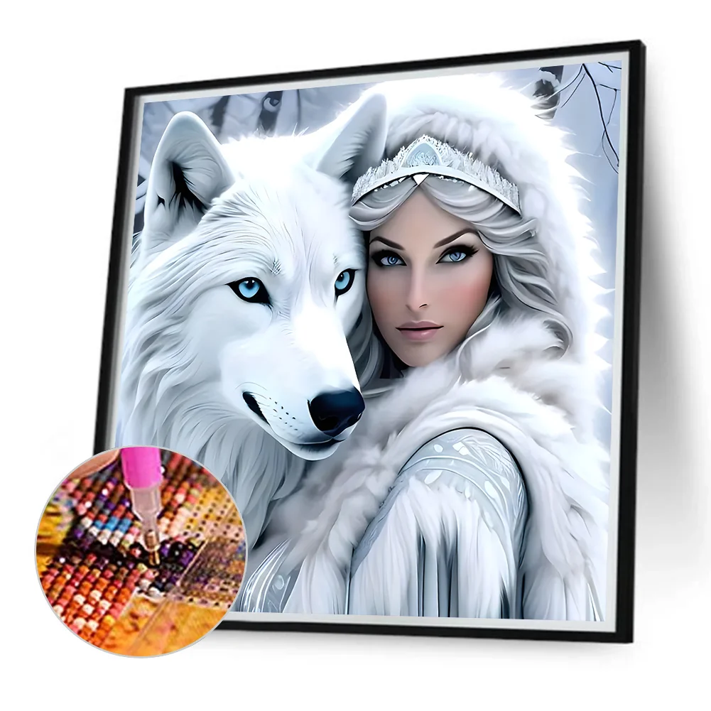 Diamond Painting - Full Round Drill - Wolf Beauty(Canvas|40*40cm)