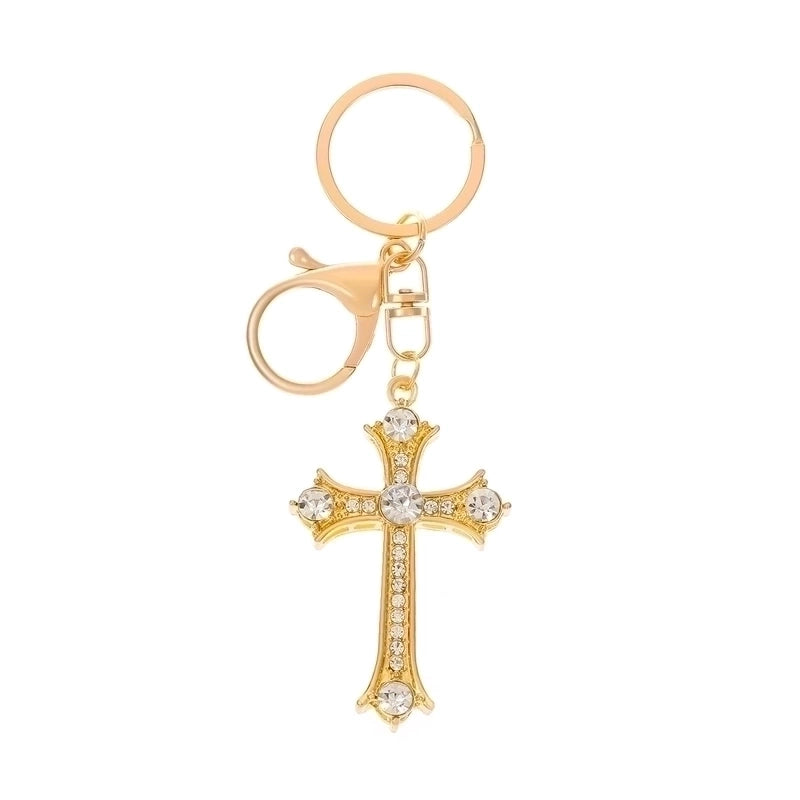 Minimalist Cross Alloy Inlay Rhinestones Women’s Keychain