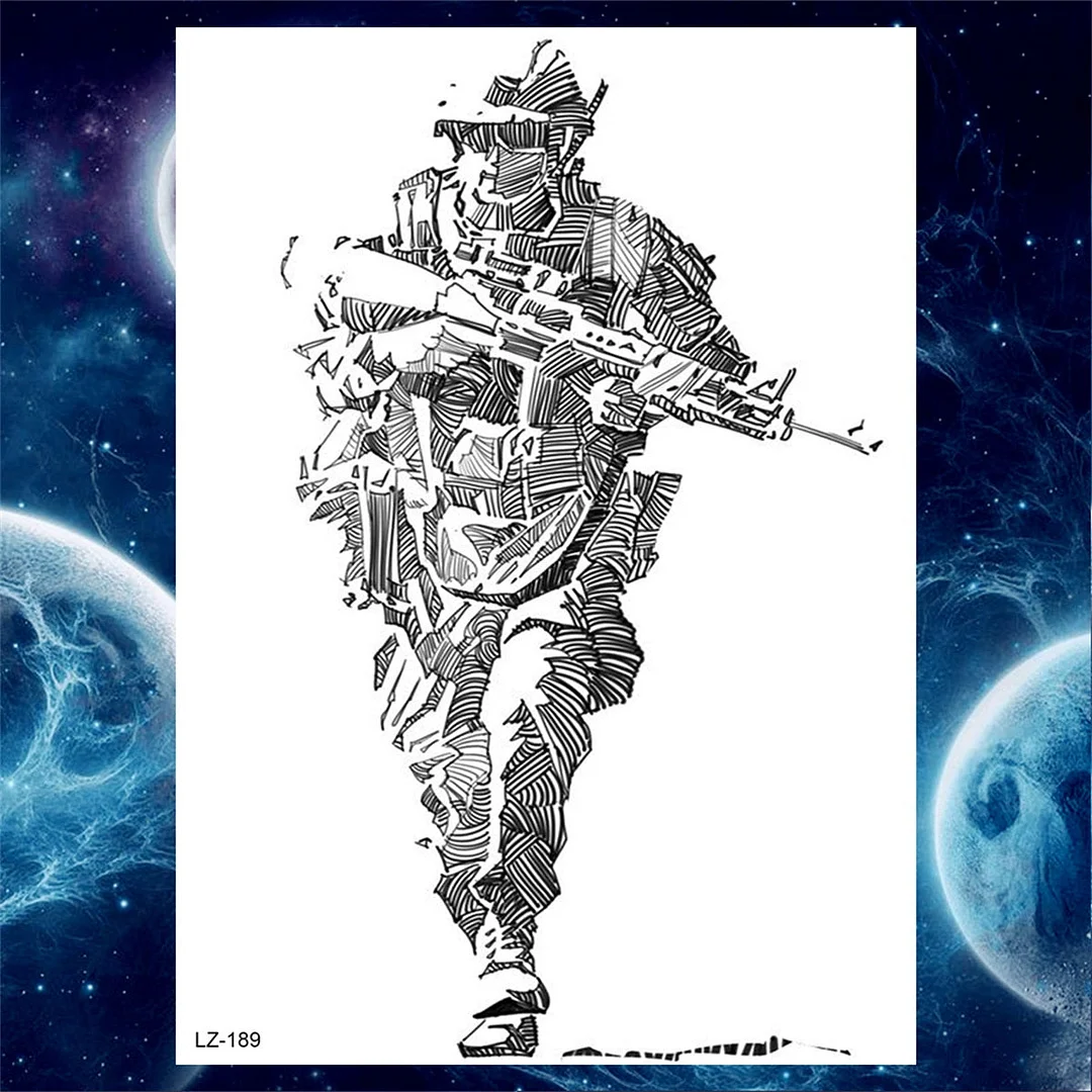 Octopus Anchor Skull Temporary Tattoos For Women Men Adult Pirate Black Skeleton Tattoo Sticker Fake Wolf Lion Tiger Tatoos Back