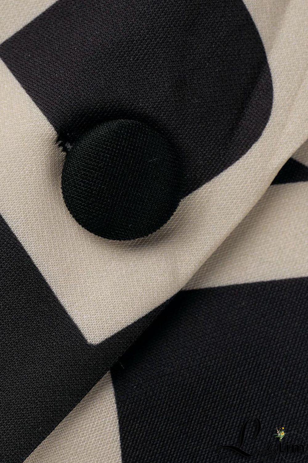 Camel Casual Print Patchwork Buttons Turn-back Collar Long Sleeve Two Pieces