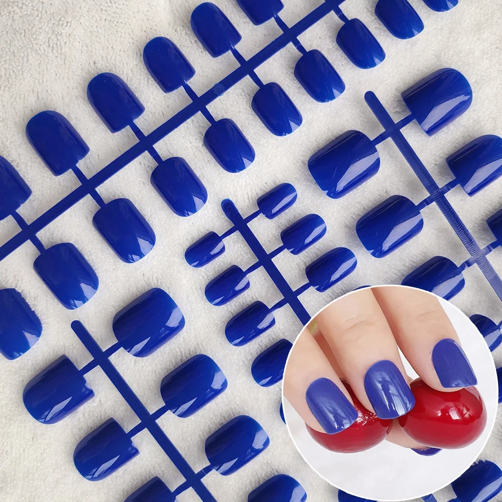 5 Sets Of 24 Pieces Per Unit Round Colored False Nails Tips Full Cover 10 Size Fake Nails For DIY Acrylic Press On Nail Tips-Nail Inspo