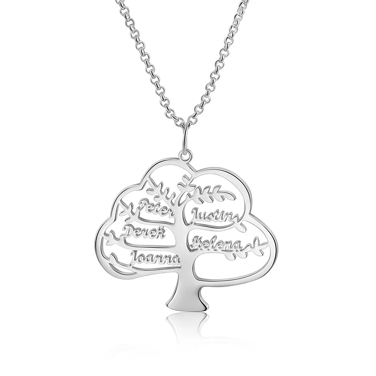 Personalized Family Tree Name Necklace Custom 5 Names Necklace