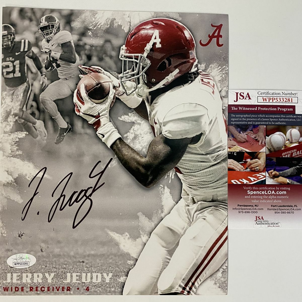 Autographed/Signed JERRY JEUDY Alabama Crimson Tide 8x10 College Photo Poster painting JSA COA 6