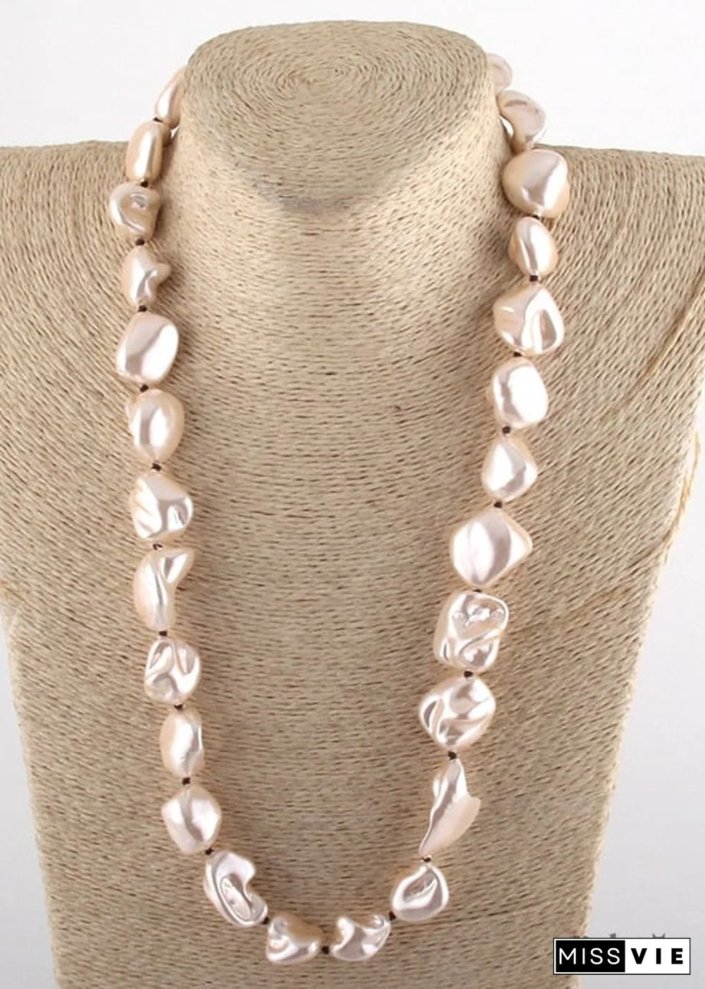 Boho Necklace, RH Big Pearl Shell White Pink Necklaces