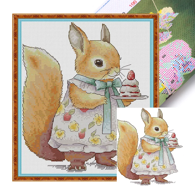 Joy Sunday Squirrel And Bunny 14CT Stamped Cross Stitch