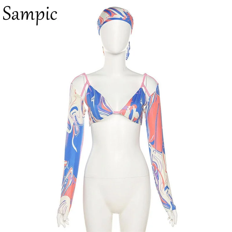 Sampic Tie Dye Print Long Sleeve Sexy Casual Skinny Cropped T Shirt Tops Chic Y2K Fashion Streetwear Club Basic T Shirt 2021