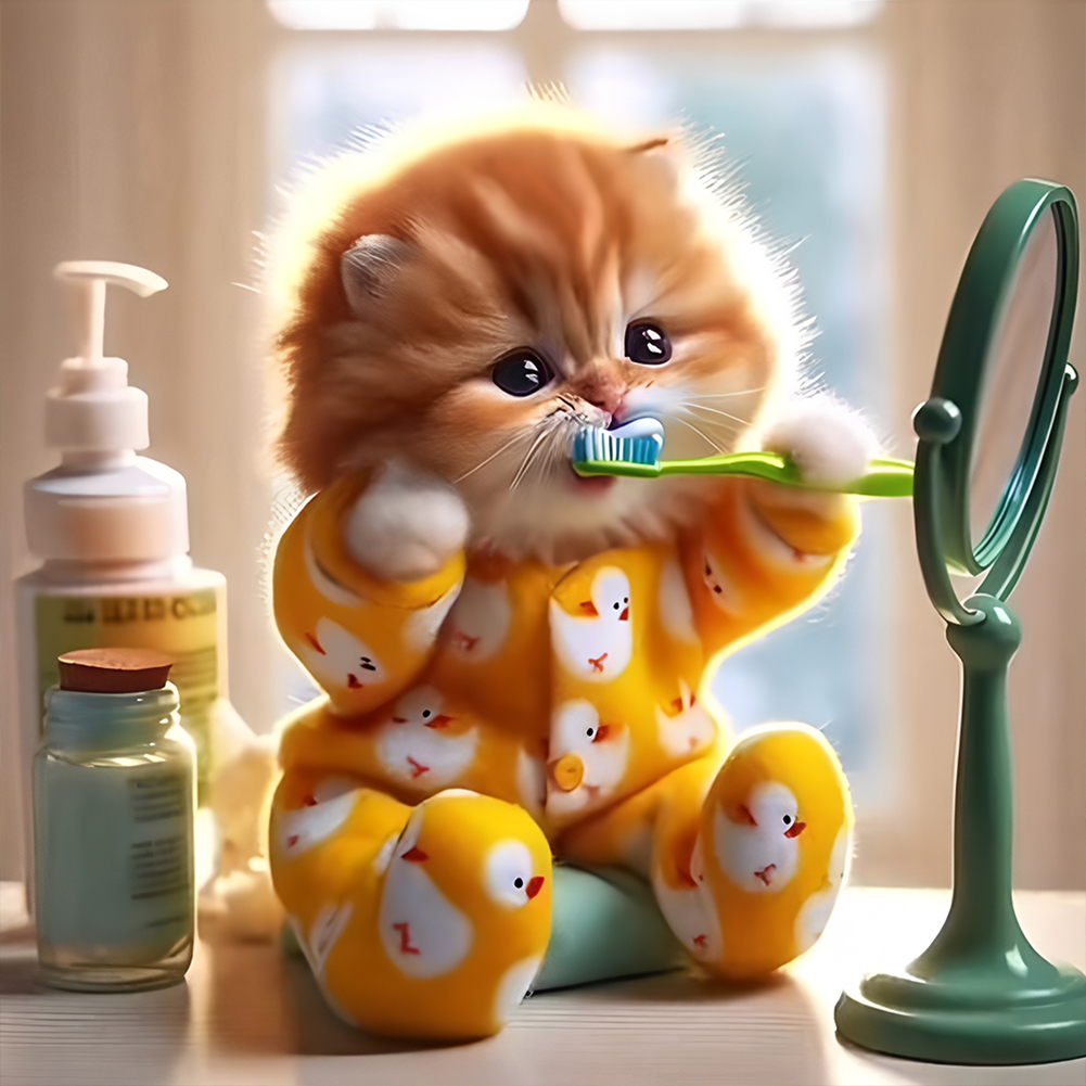Cute Cat 30*30cm(canvas) full round drill diamond painting