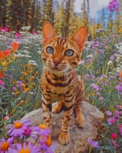 

Bengal Cat And Flowers – Paint By Numbers - 40*50CM, 501 Original