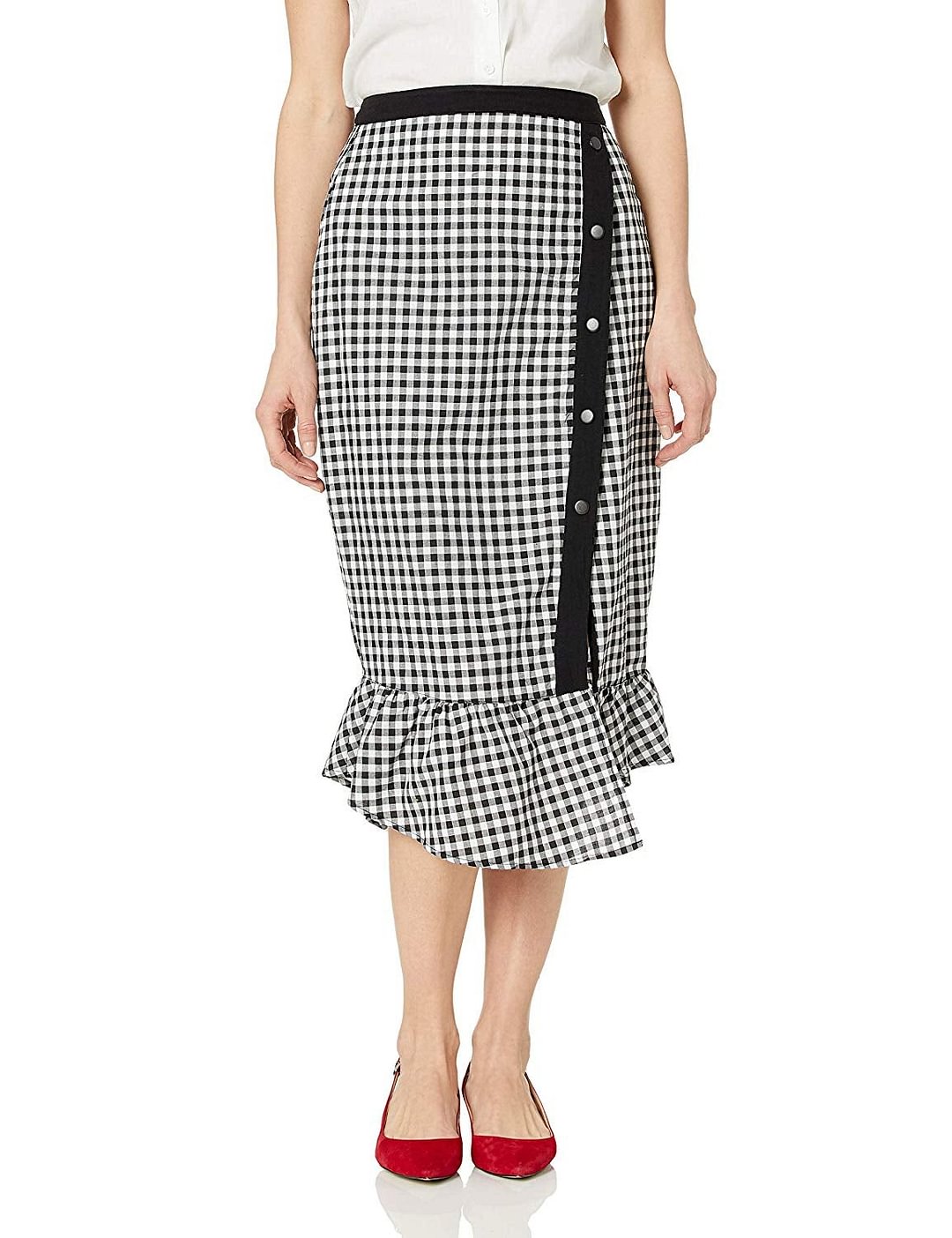 Women's Gingham Pencil Skirt