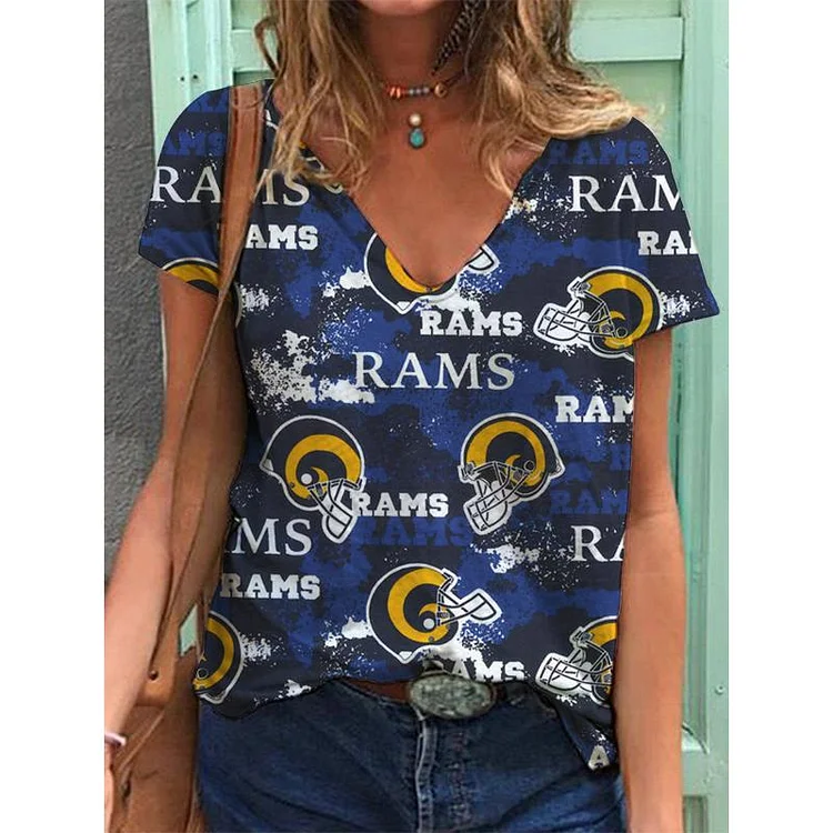 Los Angeles Rams Lightweight Short Sleeve V-Neck T-Shirt