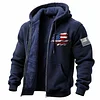 Men's Vintage American Flag Patriotic Fleece Pocket Full Zip Long Sleeve Hoodie Jacket by Inlyline