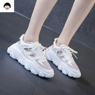 The New Women's Chunky Sneakers Thick Bottom Platform Vulcanize Shoes Fashion Breathable Casual Running Shoe for Woman Female