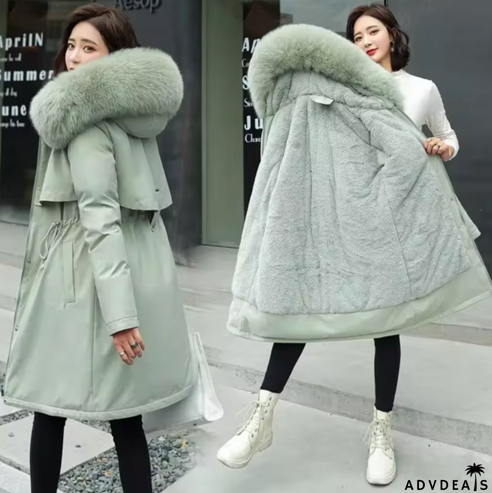 Long wool coat with hood