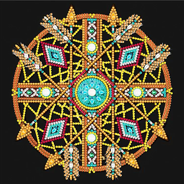 Partial Drills Special-shaped Drill Diamond Painting - Feather Dreamcatcher Mandala - 30*30cm