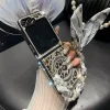 Suitable for Samsung ZFLIP mobile phone case leopard print magnetic rhinestone creative folding protective cover