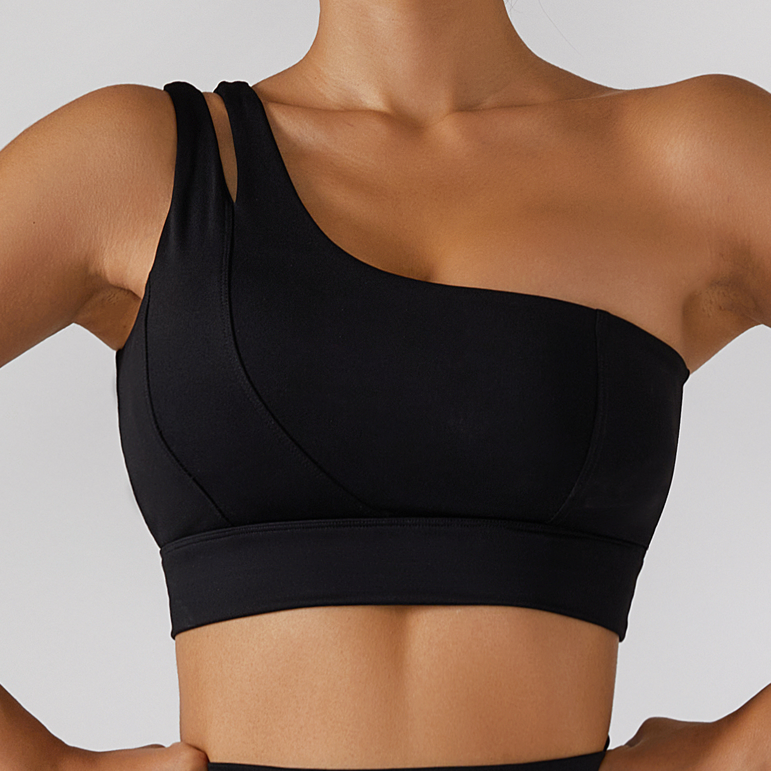 Oblique Single Shoulder Naked Feel Comfort Running Gym Fitness Sports Bra