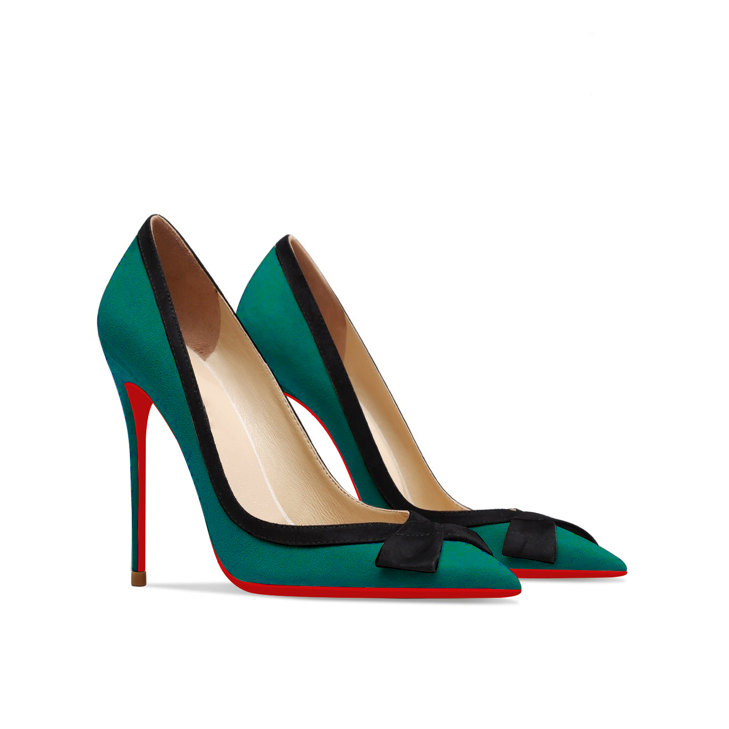 100mm Bowknot Fashion High Heels Sexy Prom Mixed Colors Red Bottoms Stiletto Suede-vocosishoes
