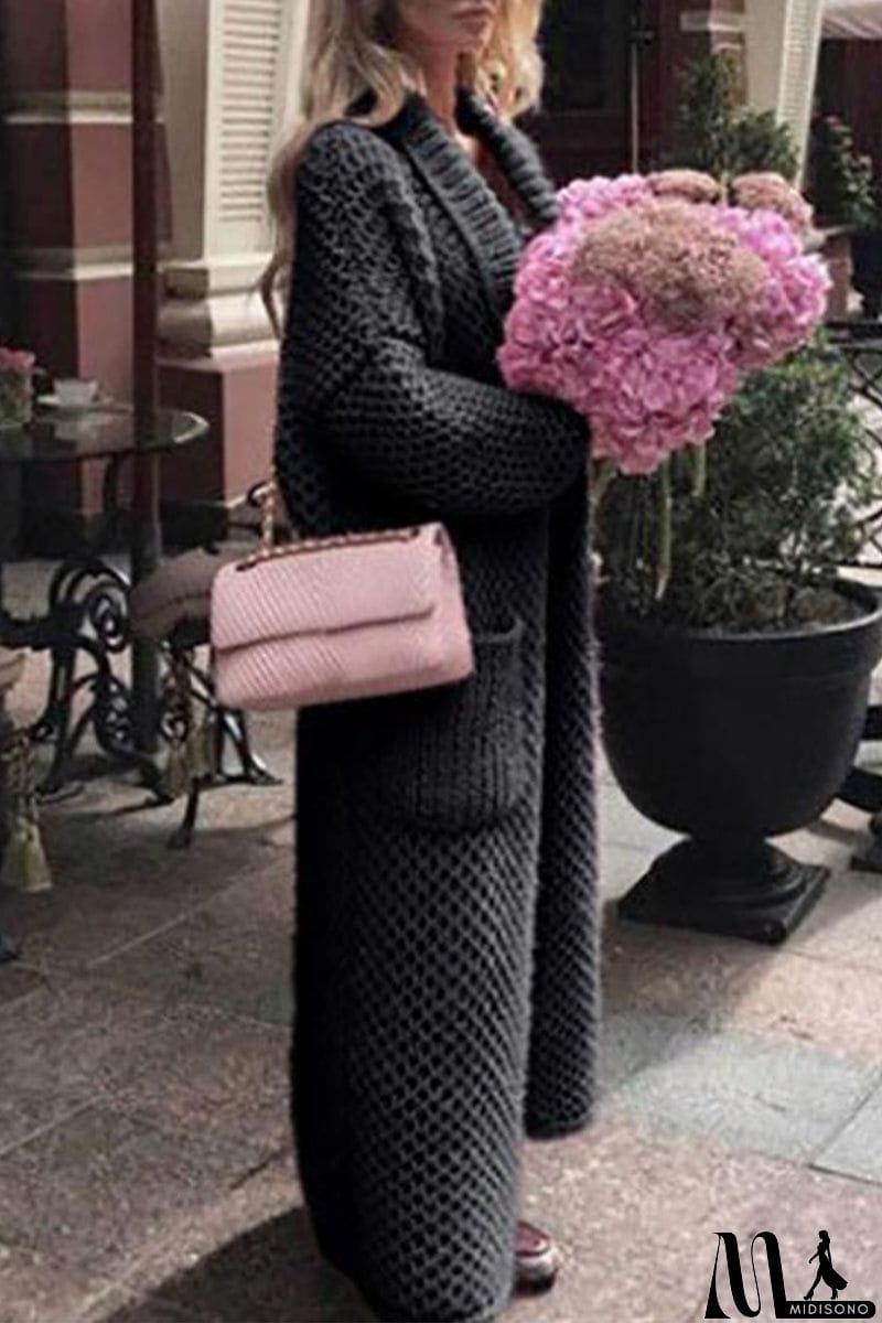 MidiSono - Elegant Solid Solid Color Cardigan Collar Tops