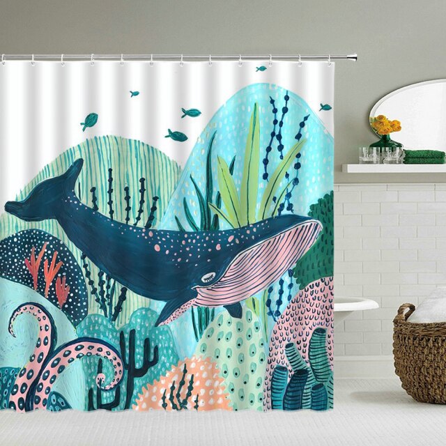 

Shower Curtain – Ocean Fish Dolphin-180*180cm, 501 Original