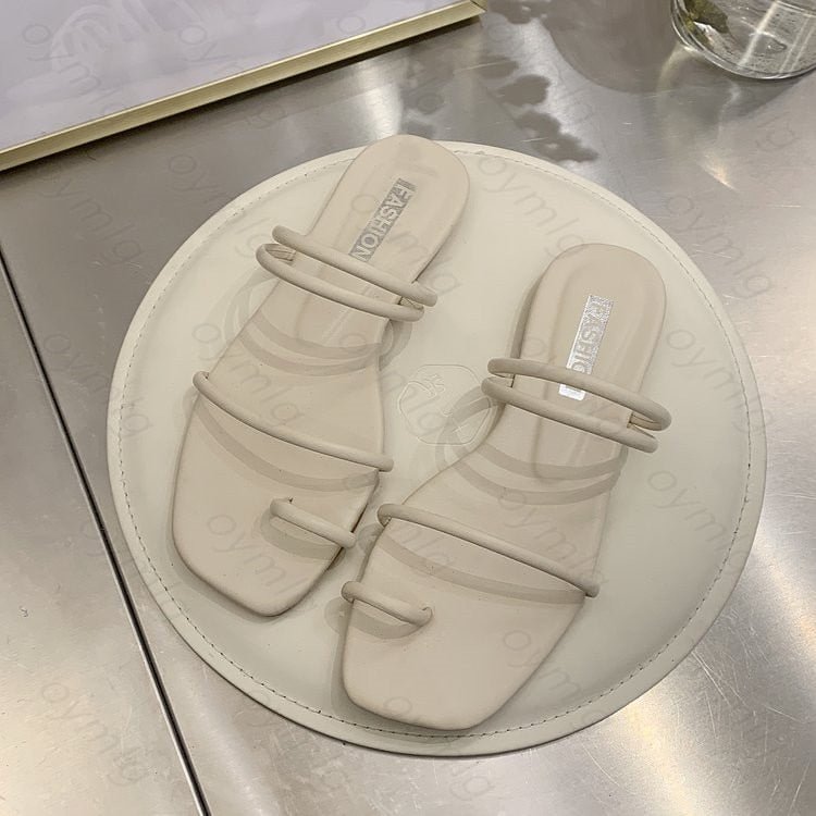 2021 summer new Korean style flat toe square head strap two-wear flat sandals women's sandals slippers sandals for women