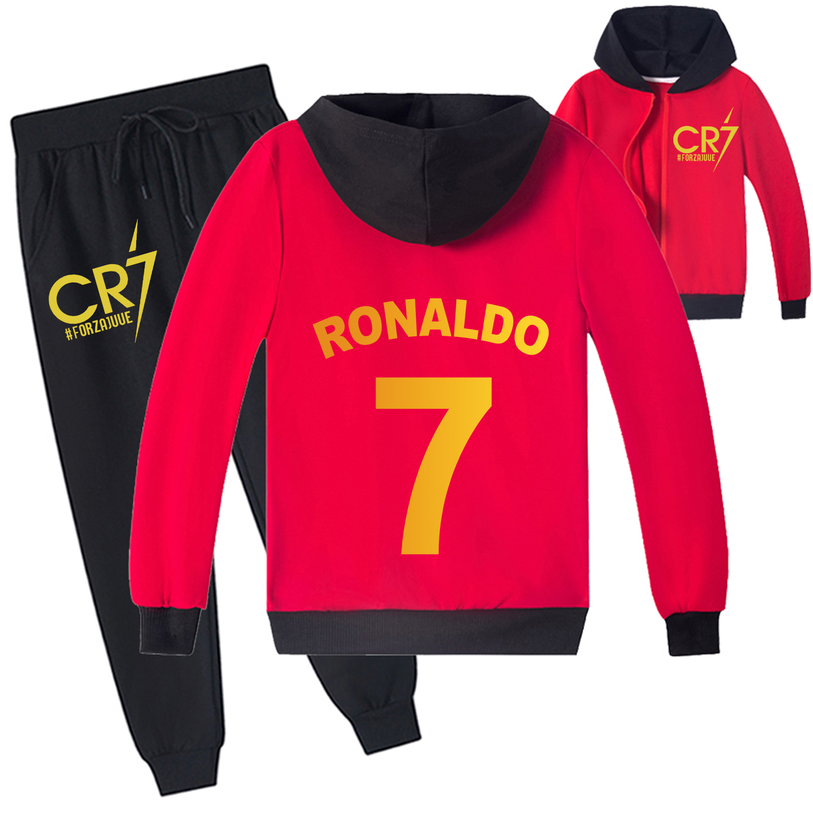 Mayoulove Kids' Cristiano Ronaldo Zip-Up Set - Stylish Tracksuit for Boys  Girls, Perfect Gift for Young Fans-Mayoulove
