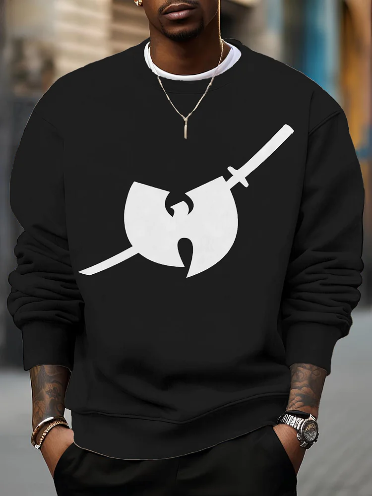 Men's Warrior Wu Tang Clan Graphic Print Cotton Casual Sweatshirt