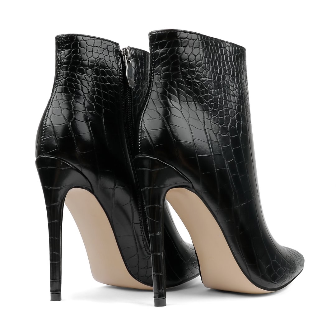 120mm Women's Ankle Boots Closed Pointed Toe Stilettos Autumn Dress Booties-MERUMOTE