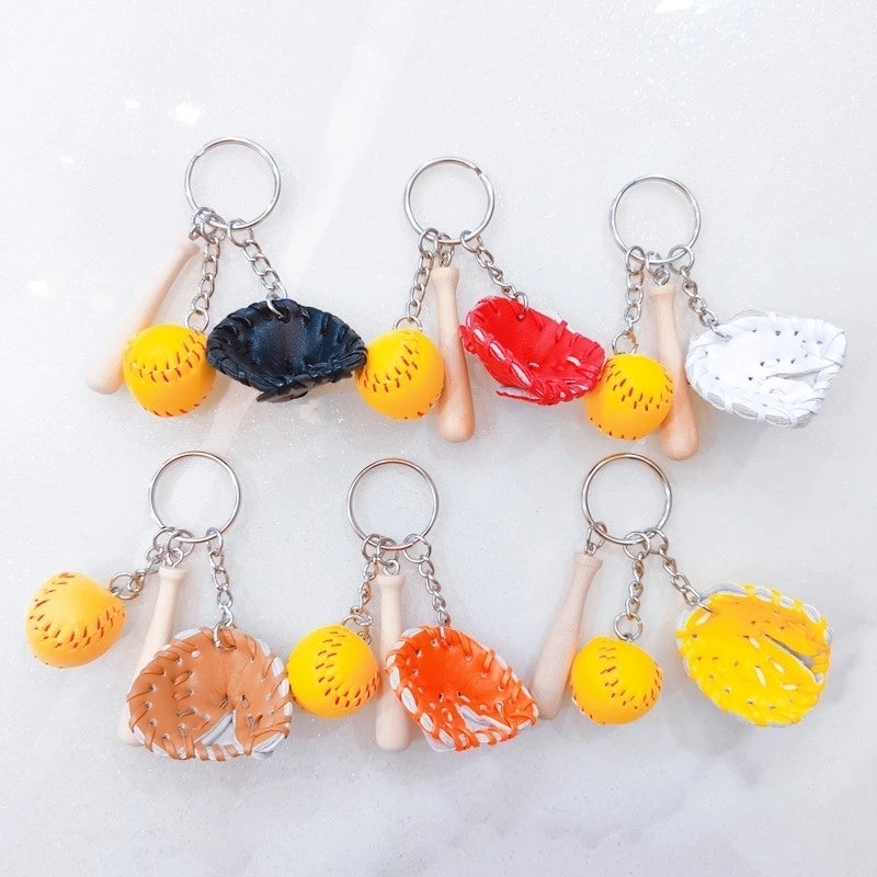 Fashion Baseball Pu Leather Unisex Bag Pendant Keychain