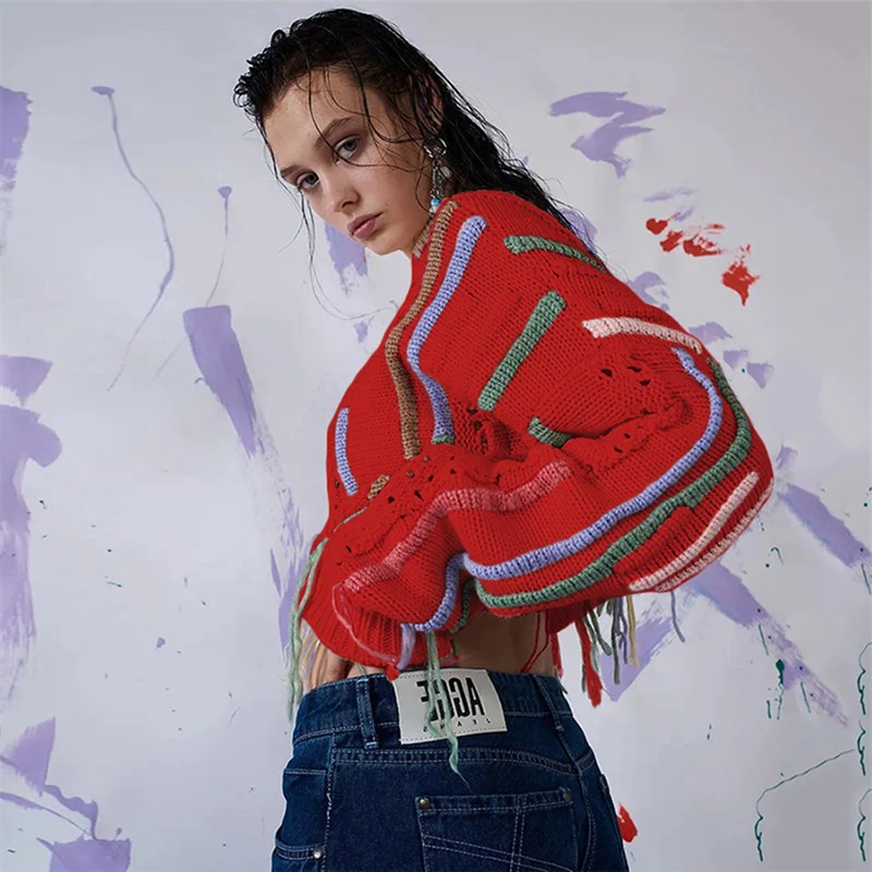 RAINBOW TASSEL KNIT SWEATER