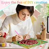 Green Background Rose DIY Linen Diamond Art Painting Tote Bag for Adults