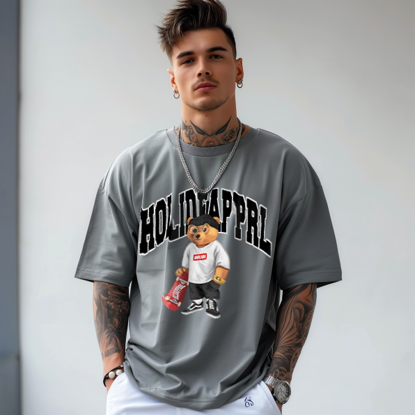 Skateboard Teddy Bear Print Trendy T-Shirt