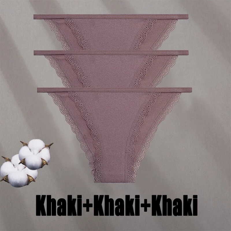 Billionm Women Sexy Lace Panties Cotton Breathable Underwear G-String Intimates Lingerie Female Solid Color Soft Underpants