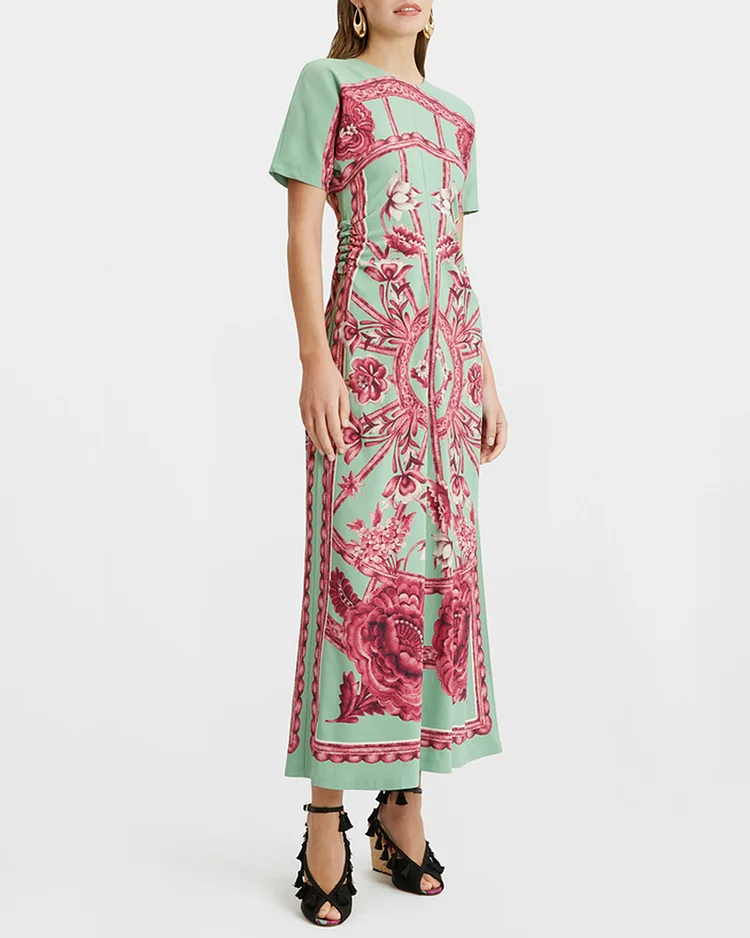 Women's Fashionable Loose Short Sleeve Printed Dress