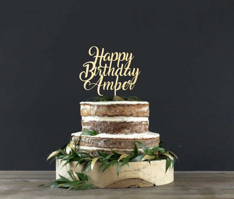 Personalized Cake Topper Decoration For Happy Birthday Party Cake Topper Decor DIY Wood Wedding Cake Mr& Mrs Decorations 515-1
