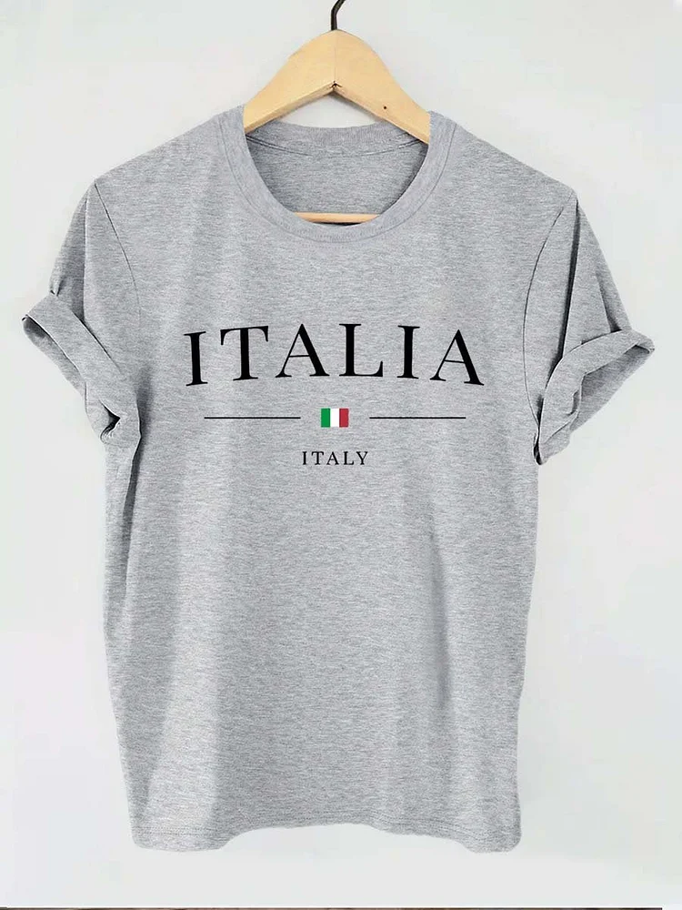 ITALIA Italy Funny Letter Print T-shirt