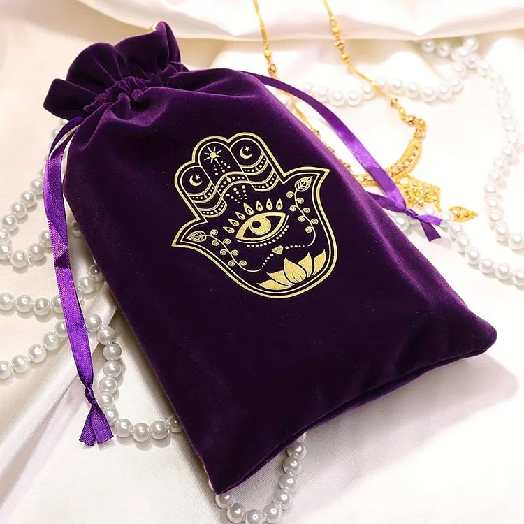 Olivenorma Hamsa Hand Velvet Jewelry Pouch Gift Bag