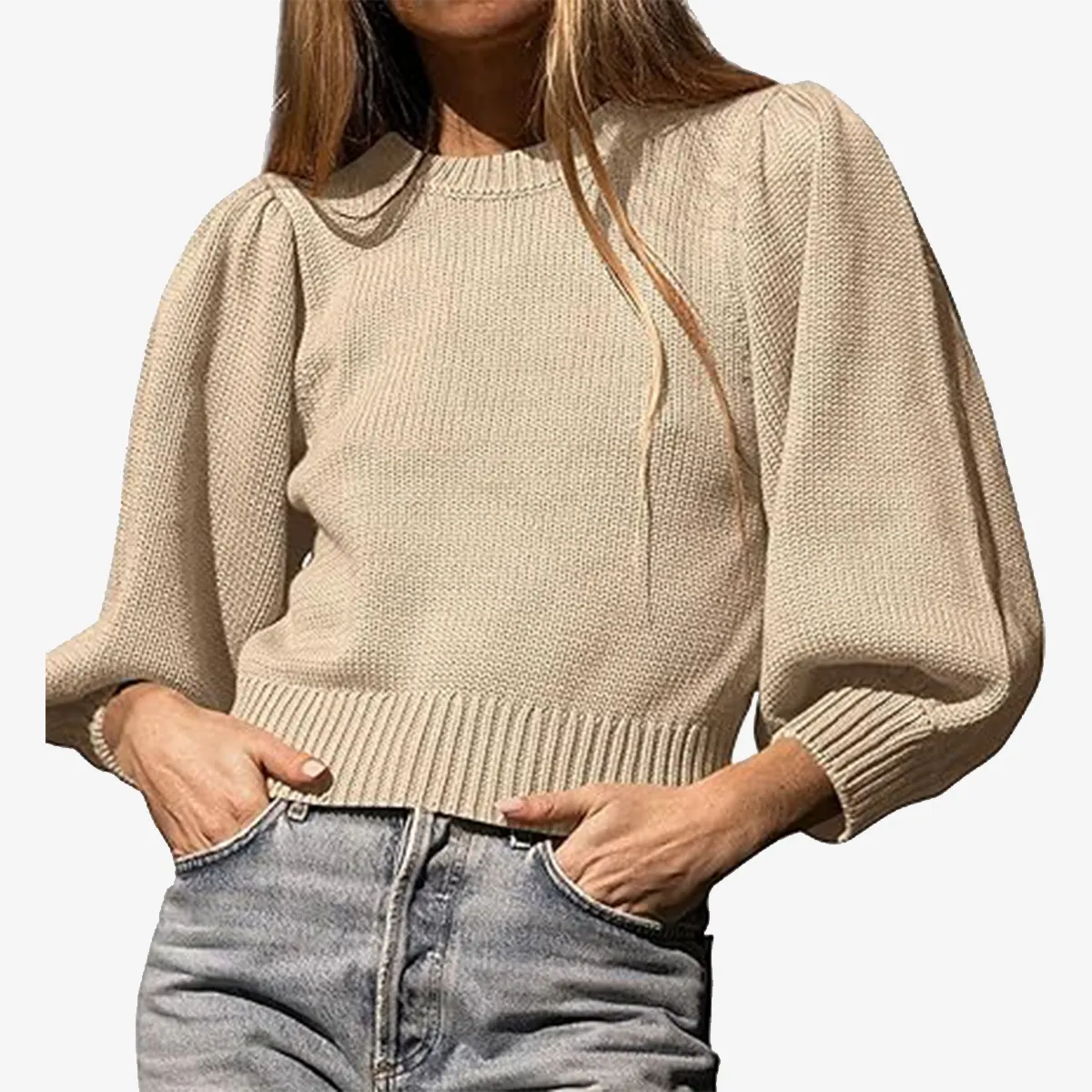 Apricot Plain Long Sleeve Sweater