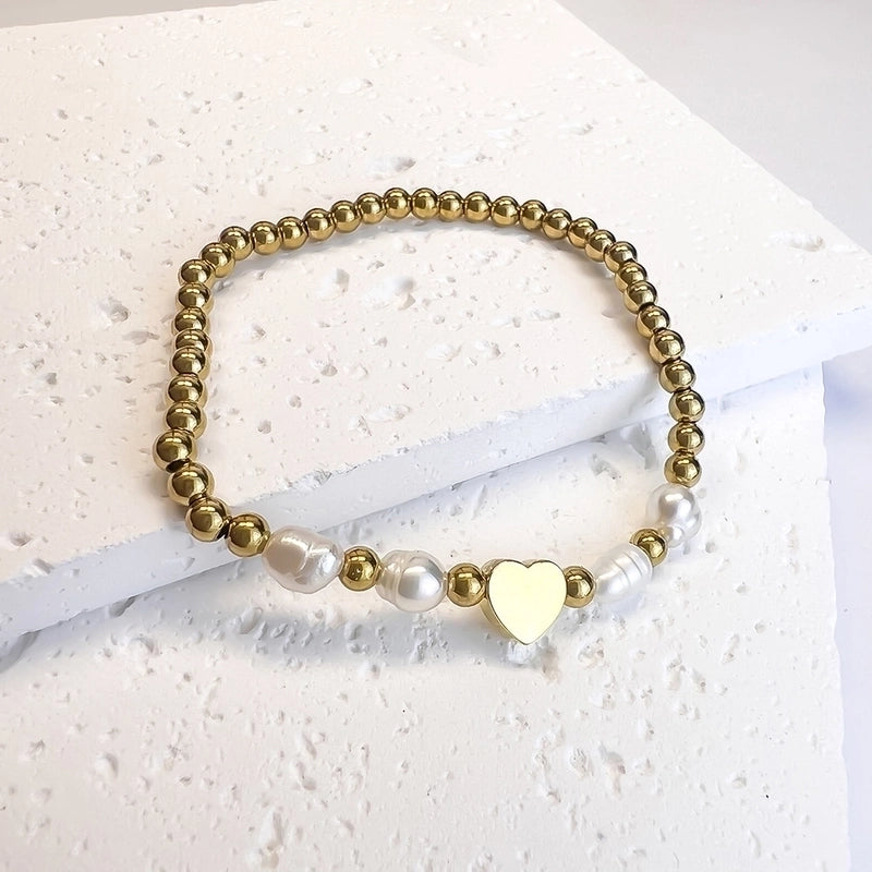 Sweet Star Heart Shape Butterfly Stainless Steel Beaded Plating Bracelets