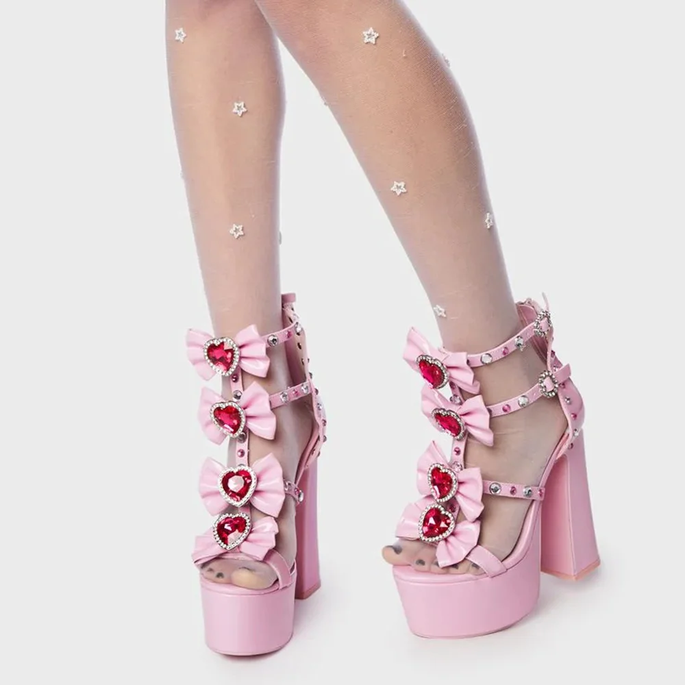 Pink Cute Party Ruby Heels Platform Open Toe Sandals
