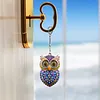 1 PC DIY porte-cl&eacute;s en diamant hibou bleu dor&eacute; en 3D avec boucle homard double face en diamant avec cha&icirc;ne de printemps en mosa&iuml;que de diamants en tisss en mosa&iuml;que de diamants cadeau unique fait main