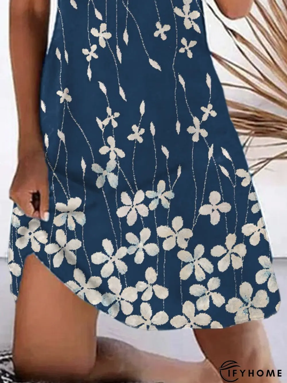 Floral Notched Short Sleeve Plus Size Casual Dress | IFYHOME