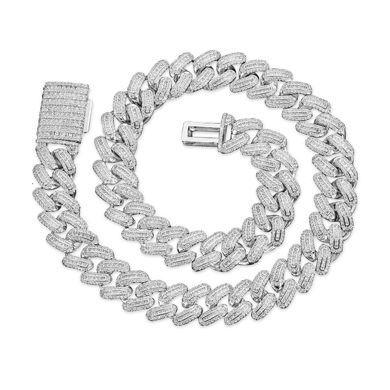 Hip Hop 15mmT Square Copper Micro-inlaid Cuban Chain Hipster Accessories