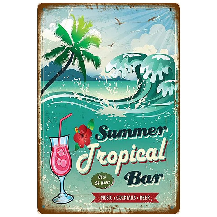 Beer Bar - Vintage Tin Signs/Wooden Signs - 7.9x11.8in & 11.8x15.7in