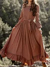 Brown Colour  Long Sleeve Bohemia Maxi Dreese