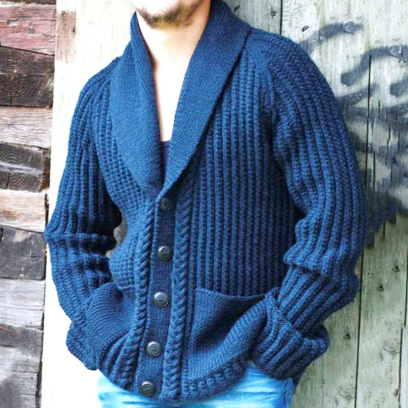 Vintage Blue Loose Thick Cardigan