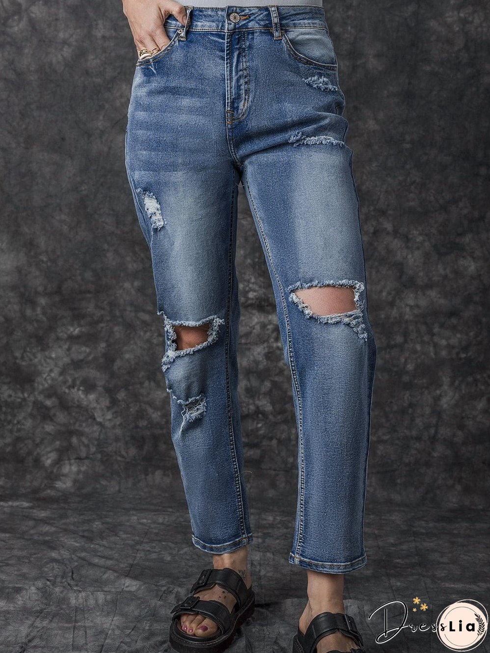 Distressed Denim Trousers