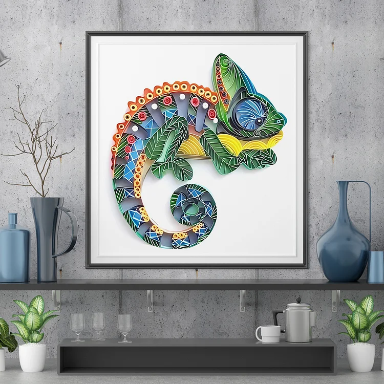 Paper Filigree painting Kit - Multicoloured Lizards