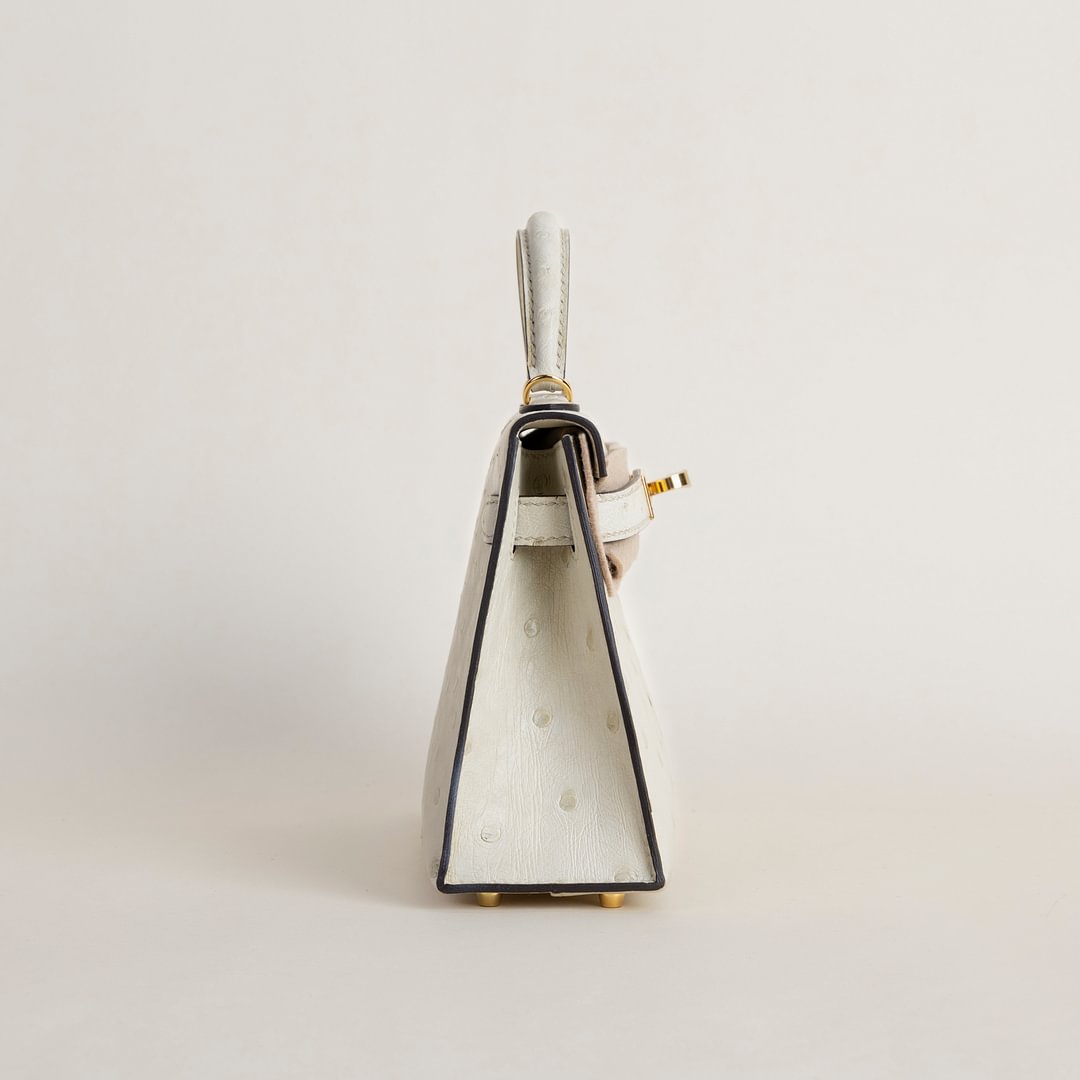 Mini Kelly II Ostrich 3C Parchemin GHW