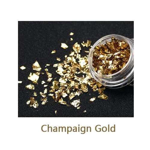 Gold Silver Glitter Nail Foil Sticker Adhesive Transfer Paillette Flake Full Cover Weed Leaf Decal Decor Decoration Manicure
